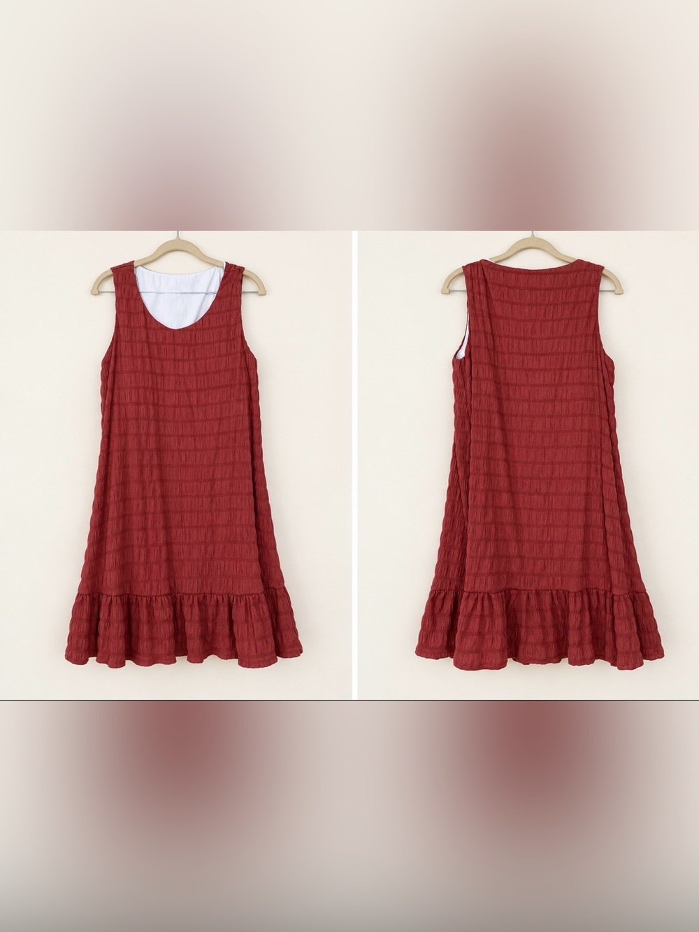 HALARA Sleeveless Ruffle-Hem Midi Dress - Deep Red